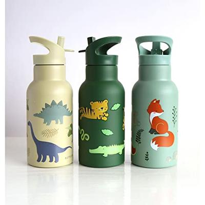 Roestvrijstalen fles voor jongens DINOS A Little Lovely Company, 350 ml kaki