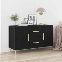 Dressoir met lade Zwart eiken 100 x 36 x 60 cm Bewerkt hout - thumbnail