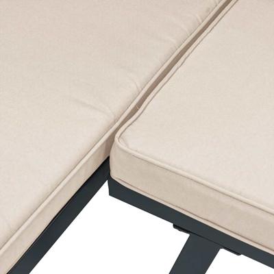 3-delige Loungeset met kussens gepoedercoat staal zwart