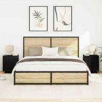 Nachtkastje 2 pcs Zwart eiken 45 x 40 x 55 cm Bewerkt hout - thumbnail