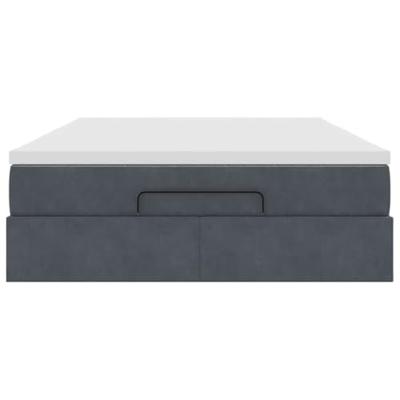 Ottoman bed met matras 140x200cm fluweel donkergrijs