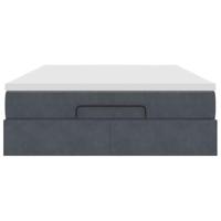 Ottoman bed met matras 140x200cm fluweel donkergrijs - thumbnail