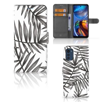 Motorola Moto E32 | Moto E32s Hoesje Leaves Grey Motorola Moto E32 | Moto E32s Hoesje Leaves Grey