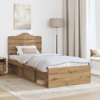 Bedframe Ambachtelijk eiken 90 x 190 cm Massief grenenhout