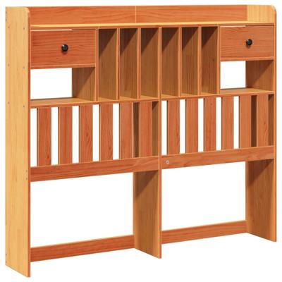 Bed met boekenkast zonder matras grenenhout wasbruin 150x200 cm - thumbnail
