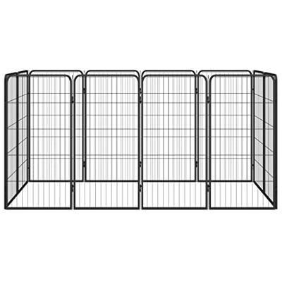 Hondenkennel 12 panelen 50 x 100 cm gepoedercoat staal zwart