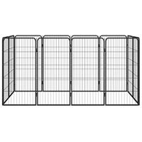 Hondenkennel 12 panelen 50 x 100 cm gepoedercoat staal zwart - thumbnail