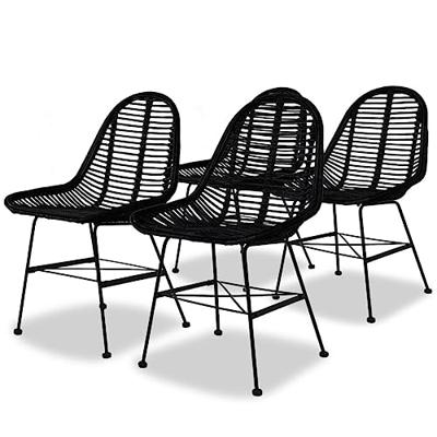 VidaXL Eetkamerstoelen 4 st natuurlijk rattan zwart