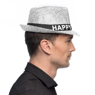 Hoed Sparkling Zilver &apos;Happy New Year&apos;