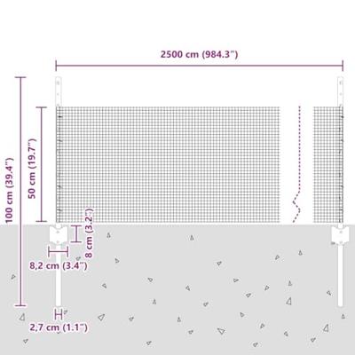 VidaXL Hek met paal zilver 0,5 x 25 m staal