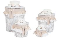 Wasmand Home ESPRIT Wit Beige vlechtwerk Shabby Chic 45 x 45 x 68 cm 4 Onderdelen - thumbnail