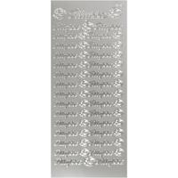 Creativ Company Stickers, tillykke, vel 10x23 cm, zilver, 1 vel - thumbnail