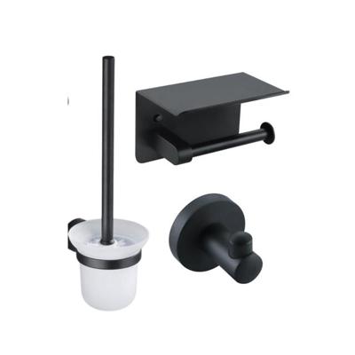 Fortifura Calvi Toiletset - toiletrolhouder - toiletborstel - handoekhaak - mat zwart SW1183055/SW639932/SW639936 Fortifura Calvi Toiletset - toiletrolhouder - toiletborstel - handoekhaak - mat zwart SW1183055/SW639932/SW639936