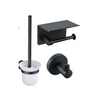 Fortifura Calvi Toiletset - toiletrolhouder - toiletborstel - handoekhaak - mat zwart SW1183055/SW639932/SW639936 - thumbnail