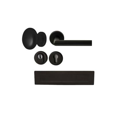 Hardbrass Voordeurset Attival rond SKG3 met kerntrekbeveiliging - zwart Hardbrass Voordeurset Attival rond SKG3 met kerntrekbeveiliging - zwart