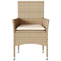 Tuinstoelen 2 st met kussens poly rattan beige - thumbnail