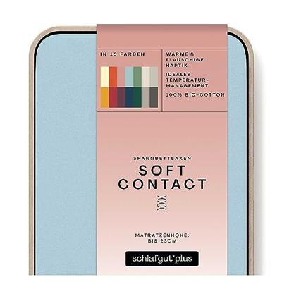 Schlafgut Schlafgut Soft Contact Jersey Flanel Hoeslaken L - 140x200 - 160x200 536 Blue Light