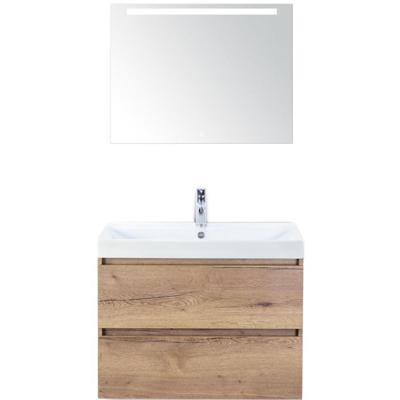 Maxx XL Badmeubelset 80 cm - Natuur Eiken - Wastafel Just 1 Kraangat met LED Spiegel