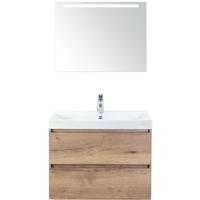 Maxx XL Badmeubelset 80 cm - Natuur Eiken - Wastafel Just 1 Kraangat met LED Spiegel - thumbnail