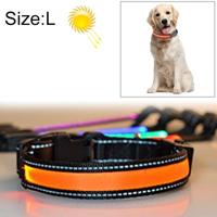 Middelgrote en grote hond huisdier zonne- + USB lading LED licht kraag grootte van de omtrek van de nek: L 50-60cm(Orange) - thumbnail