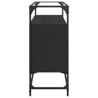 Dressoir met glazen blad 98x35x81 cm bewerkt hout zwart - thumbnail
