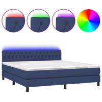 Boxspring met matras en LED stof blauw 160x200 cm - thumbnail