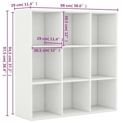 Boekenkast 98x30x98 cm spaanplaat wit