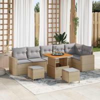 Tuinbankenset 9 pcs Beige poly rattan - thumbnail