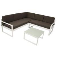 Capri aluminium loungeset - Aluminium Textiel Glas - Wit Bruin - thumbnail