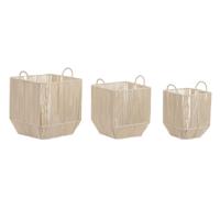 Mandenset DKD Home Decor Beige Metaal Katoen (3 Onderdelen) (37 x 37 x 45 cm) - thumbnail