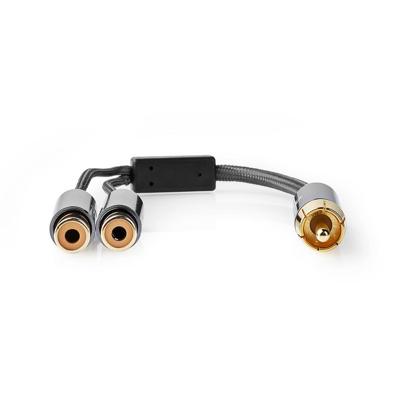 Stereo-Audiokabel | RCA Male - 2x RCA Female | Gun Metal Grey | Gevlochten kabel - thumbnail
