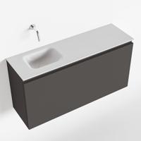 MONDIAZ OLAN 100cm toiletmeubel dark grey. LEX wastafel talc links geen kraangat - thumbnail