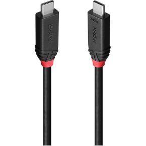 LINDY 37001 1 m USB4 240W type C kabel, 40 Gbit/s, Black Line