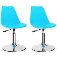 vidaXL Eetkamerstoelen 2 st draaibaar kunstleer blauw - thumbnail
