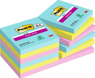 Post-it Super Sticky notes Cosmic, 90 vel, ft 76 x 76 mm, 8 + 4 GRATIS