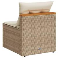 Tuinbanken 2 st zonder armleuning met kussens poly rattan beige - thumbnail