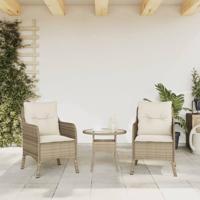 Tuinstoelen 2 st met kussens poly rattan beige - thumbnail