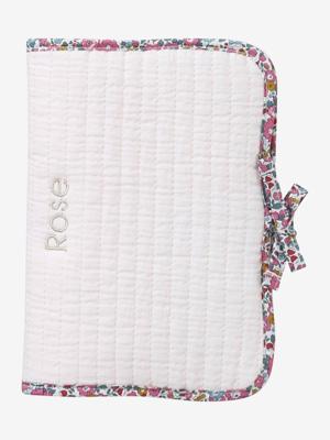 Beschermhoes voor schrift van katoenen gaas en Liberty ENVIE DE FRAISE, te personaliseren lichtroze