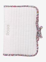 Beschermhoes voor schrift van katoenen gaas en Liberty ENVIE DE FRAISE, te personaliseren lichtroze - thumbnail