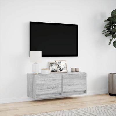 Tv-wandmeubel met LED-verlichting 180x31x38 cm grijs sonoma