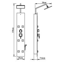 Douchepaneel 18x45,5x130 cm glas zwart - thumbnail
