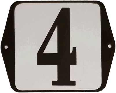 Huisnummer naambordje standaard 15x12 cm nummer 4 - Warentuin mix