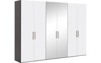 Goossens Kledingkast Easy Storage Ddk, Kledingkast 304 cm breed, 220 cm hoog, 4x draaideur en 2x spiegel draaideur midden - thumbnail