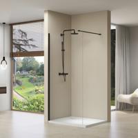 Inloopdouche Van Rijn ST01 70x200 cm Helder Glas 8 mm Met Stabilisatiestang Mat Zwart - thumbnail