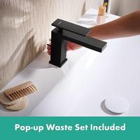 Hansgrohe Tecturis E ééngreeps wastafelkraan 110 CoolStart met PopUp trekwaste, mat zwart - thumbnail