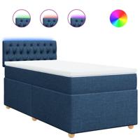 Boxspring met matras stof blauw 90x190 cm - thumbnail