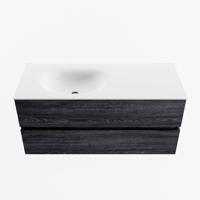 MONDIAZ VICA 110cm badmeubel onderkast Antracite 2 lades. Wastafel MOON links zonder kraangat, kleur Talc. - thumbnail