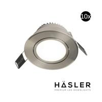 Inbouwspot Häsler Tordera Incl. Fase Aansnijding Dimbaar 8 cm 4 Watt Helder Wit RVS Set 10x - thumbnail