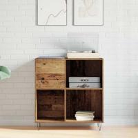 Platenkast artisanaal eikenkleurig 85 x 38 x 89 cm Bewerkt hout - thumbnail