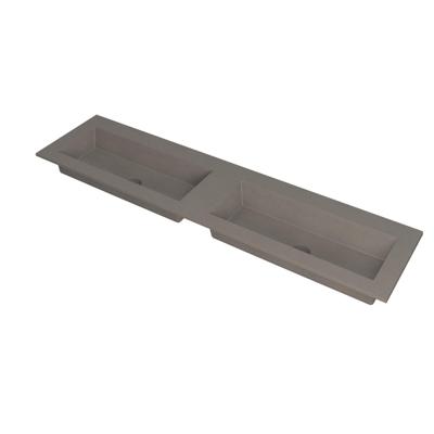 INK Kraft Wastafel Dubbele Bak Zonder Kraangaten - 1800x450x10 mm - Quartz Beton